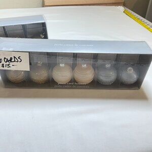 Pier 1 Glass  Ornament place card holders set of 6 with 6 cards (1 box) JCL-08B